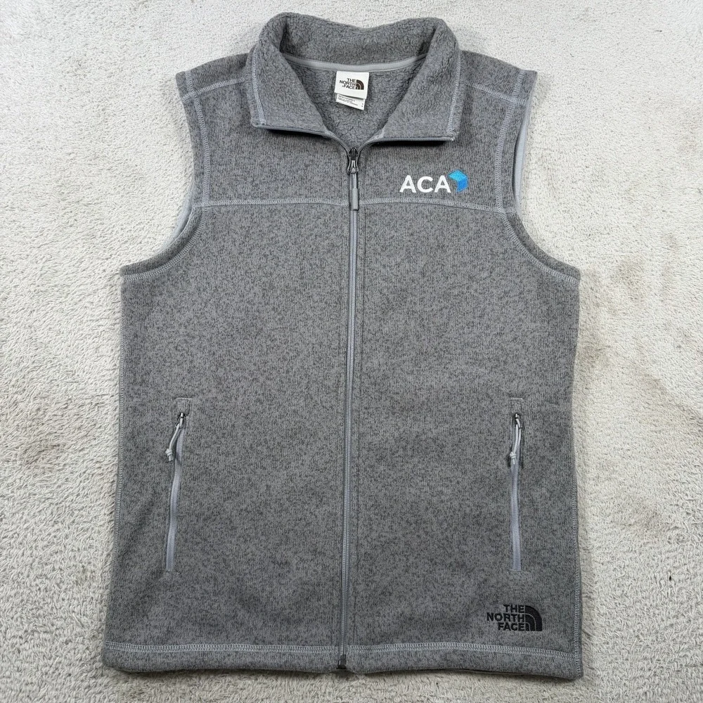 The North Face Vest Mens Small Grey Sweater Fleece Full Zip Pocket Outdoor